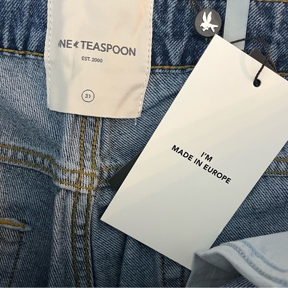 One Teaspoon Awesome Baggies High Waist Straight Leg Denim Jeans NWT Rosewood - Picture 6 of 9
